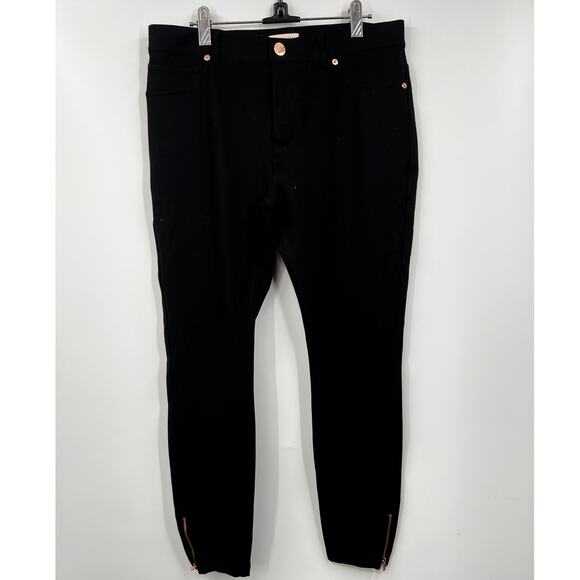 Ted Baker Pants - Ted Baker Womens Black Fioni Ankle Zip Stretch Knit Skinny Ponte Jeans Size 4